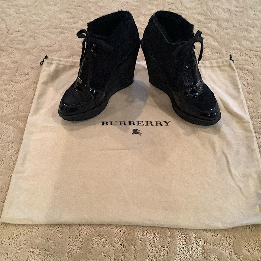 Burberry Suede and Patent Leather Booties